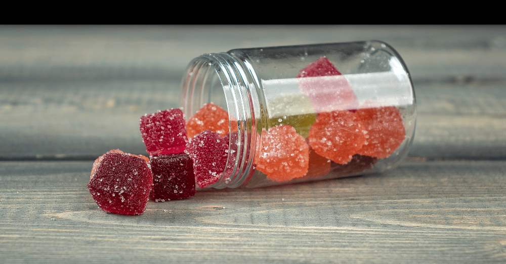cannabis infused edible gummies jar