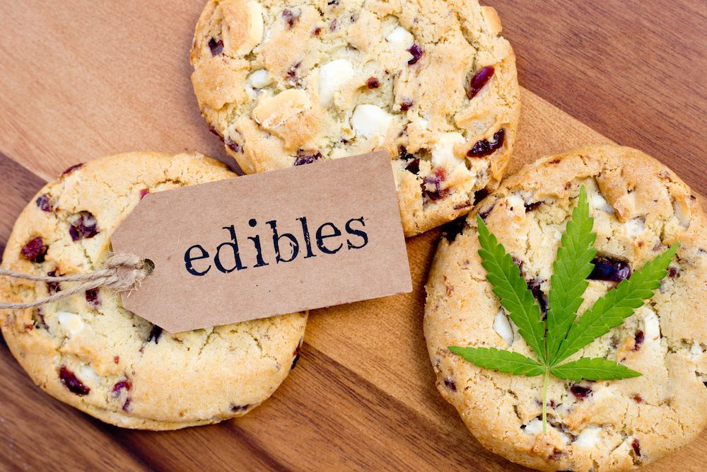 Cannabis cookies with a label marked 'edibles'