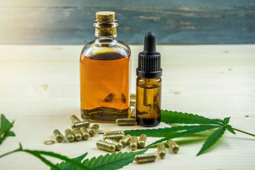CBD products laid out on a table