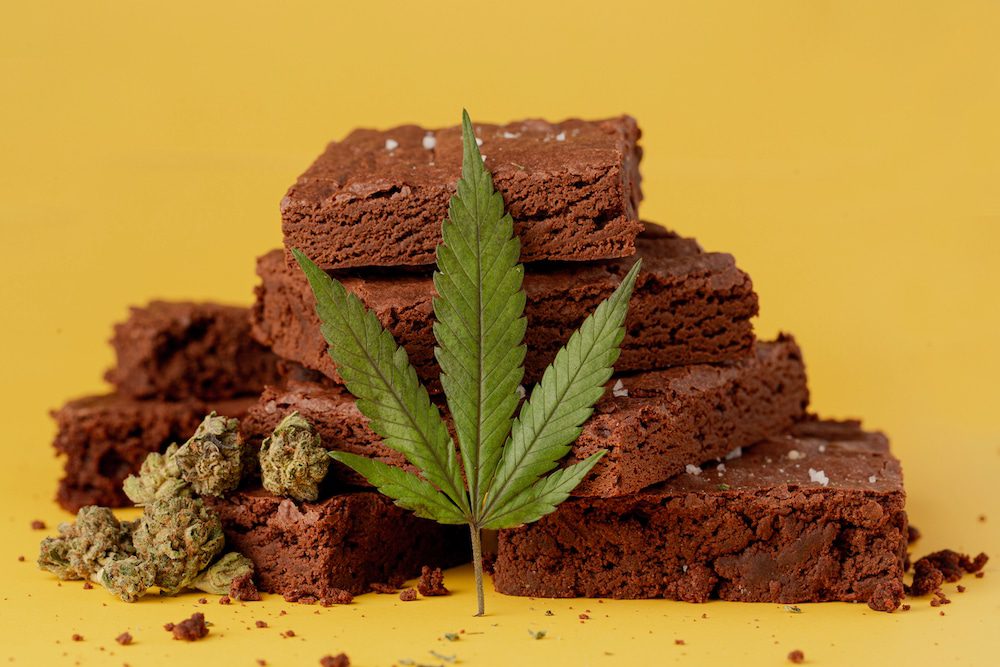 A stack of chocolate weed brownies